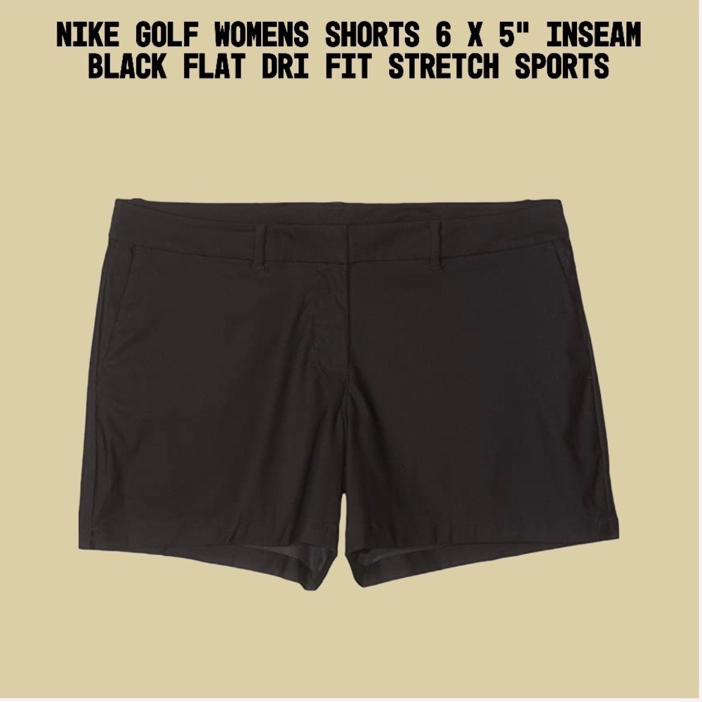 Nike Golf Womens Shorts 6 x 5" Inseam Black Flat Dri Fit Stretch Sports
